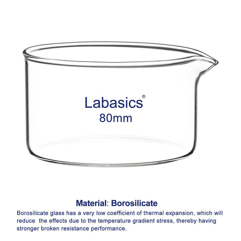 Crystallizing Dish with Spout, Heavy-Duty Rim, High Borosilicate Glass Reusable Dishes for Crystallization, 100 ml