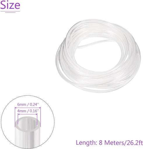 DMiotech 4mmx6mm Pneumatic Tubing, Transparent Air Compressor PU Line Hose Tube for Water Fluid Transfer, 8