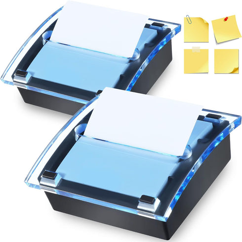 Pop Up Notes Dispenser Acrylic Holder for 3 x 3 Inch Sticky Notes, Black Base Clear Top Small Container for Office Home