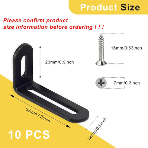 Generic 10PCS 2x1x0.5 Inch 90 Small L Brackets for Shelves, Adjustable Corner Bracket, Heavy Duty Metal Slotted L Shape