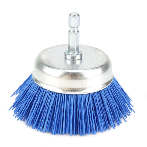 3inch Nylon Drill Brush Nylon Abrasive Cup Brush - 1/4 Hex Inch Shank Grit 240 for Rust Removal