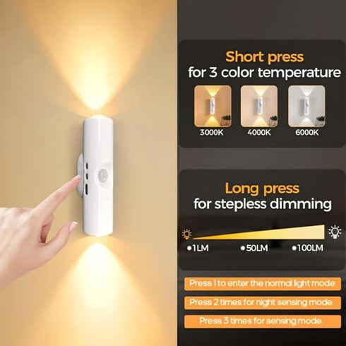 Generic 7 Colors-500mAh (1PC-White,3-Colors) Rechargeable Smart LED Motion Sensor Ambient Light, Upgraded Large