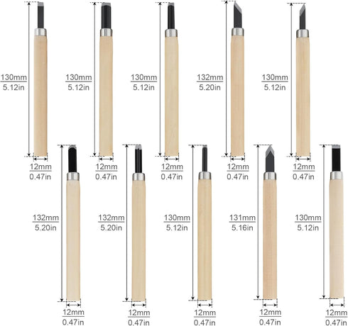 OriGlam 10pcs Professional Wood Carving Chisel Set, Carbon Steel Wood Carving Tools for Beginners