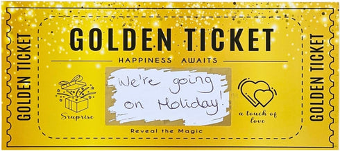 Mikki Joan Set | Golden Ticket Scratch Card | Personalized Gift for Birthdays, Movie Vouchers & Special Messages |