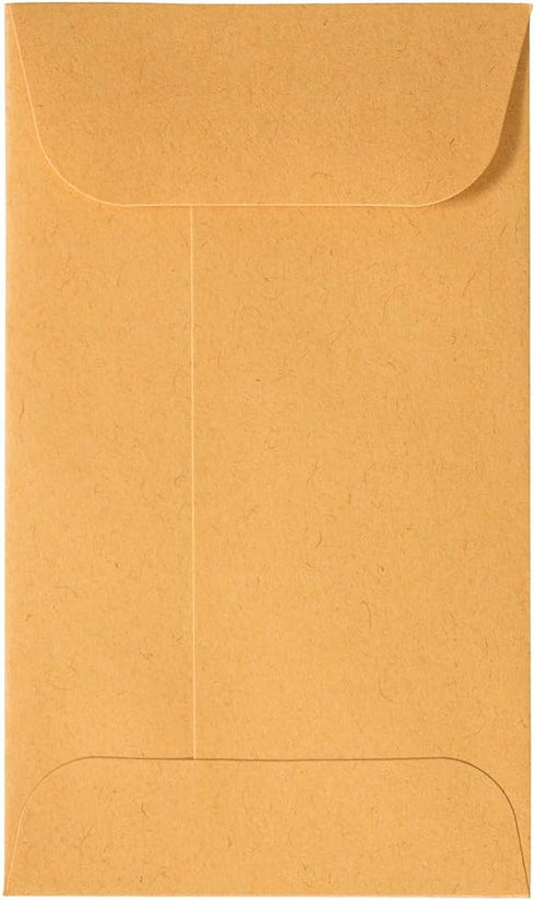 JAM PAPER #3 Coin Business Envelopes - 50 Pack, Peel and Seal Closure, Brown Kraft Manila