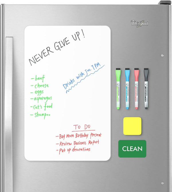 Magnetic Whiteboard Fridge Dry Erase Board, HOMiDEK Small Magnetic White Board with Clean Dirty Magnet