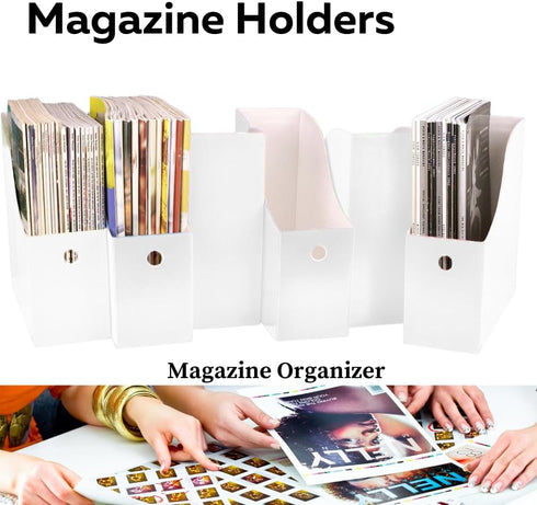 Evelots Magazine File Holder Organizer Box (6, 12, or 24 Pack) for Desk and Shelves, Includes Labels for Organization