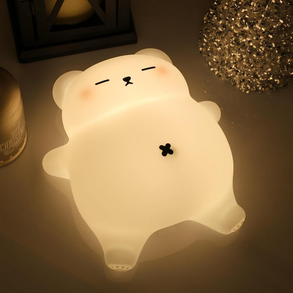 FRDEV Bear Night Light for Nursery, Rechargeable Soft Silicone Baby Night Lamp with