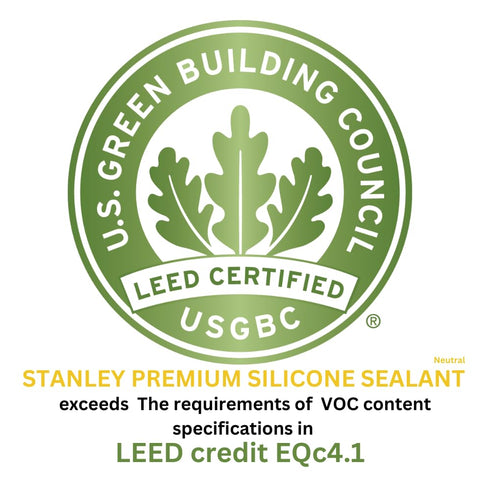 Stanley Premium Kitchen & Bathroom 100% Silicone Caulk, 10.1 fl.oz. White, Low Odor, Waterproof Sealant
