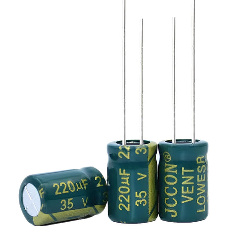 Laimiaoxian 10pcs 35V 220UF High Frequency Low Resistance Capacitors Long Life High Temperature Resistant Aluminum