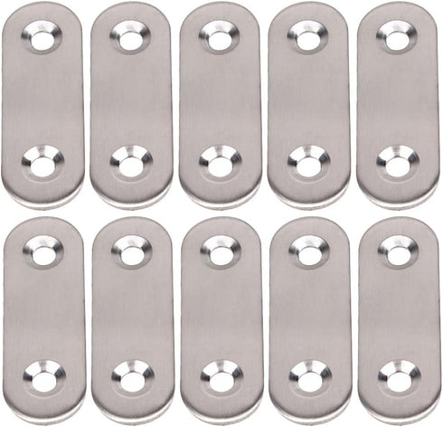 BQLZR 10 Pack Stainless Steel 2 Holes Flat Corner Brace Plate Connector, 47x15.5x5mm