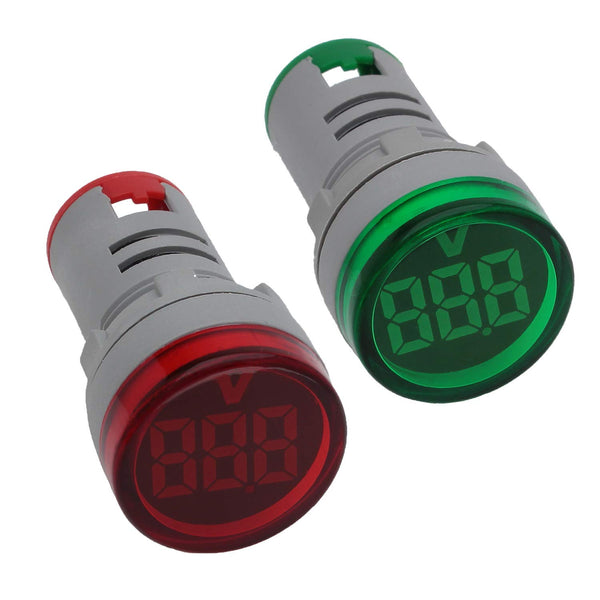 Round LED Voltage Meter Indicator AC20-500V, 22 mm Digital Voltmeter for Home or Industrial Equipment