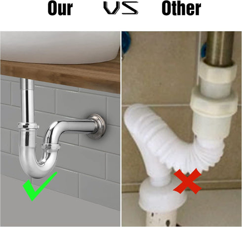 Brass P-Trap Pipe with Clean Out Basin Sink Waste Kit, Reducing Washer 1-1/2'' 22GA