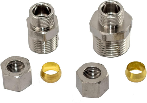 Universal Valve Plumbing Fittings Adapters: 1/2 to 3/8 Adapter, 3/8 to 1/2 Water Line Adapter, 3/8 Female to 1/2 Male