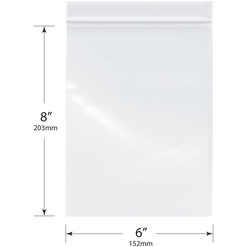 Plymor 2 Mil Zipper Reclosable Plastic Bags, 6" x 8" (Pack of 500)