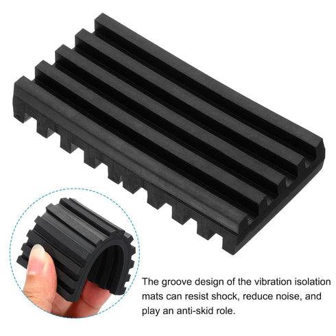 PATIKIL Rubber Anti-Vibration Pads, 4 Pcs Vibration Isolation Mats 4" x 2" x 0.6" for HVAC, Air Conditioner, Black