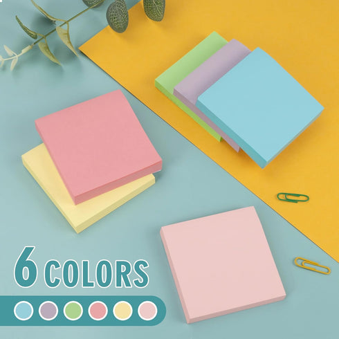 Sticky Notes 3x3 Small Self-Stick Pads, 48 Pads in 6 Pastel Colors, Cute Adhesive Memo Pads for Office, Home, School