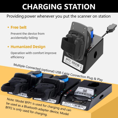 Bluetooth Charging Cradle for 1D/2D Mini Pocket Barcode Scanner, Charging Dock for Warehouse Pickup
