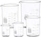 Glass Measuring Low Form Beaker Set, Graduated Beaker Set (50ml + 100ml + 250ml + 400ml + 600ml)