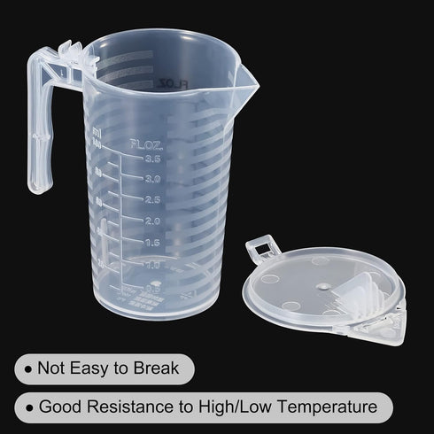 PATIKIL Graduated Beaker, 100ml PP Plastic Liquid Measuring Cup, Double Sided Black Graduations with Handle