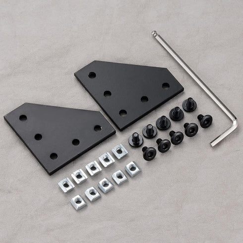 2020 Corner Bracket Connectors 6mm Slot L Shape Joint Plates, 5 Hole, 6 Sets for 2020 Series (L Black)