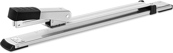 Deli Long Reach Stapler, 20 Sheet Capacity, Long Arm Standard Stapler for Booklet or Book Binding, Silver