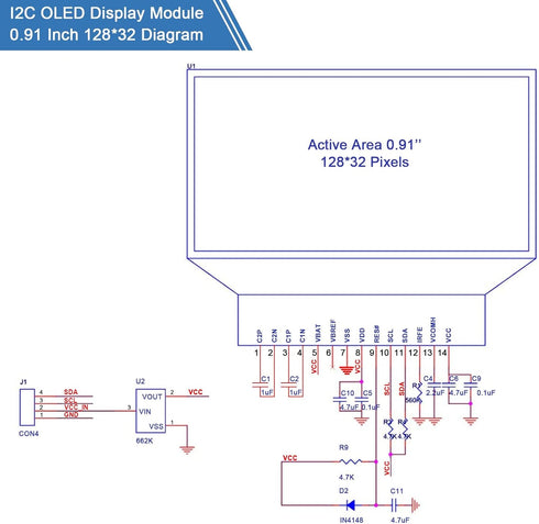 5 I2C 0.91 Inch I2C I2C 3.3V 5V(White Frienda Pieces Display Module OLED Display Module OLED Screen Driver DC