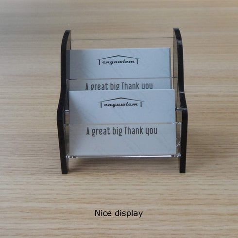 Enyuwlcm Acrylic 2 Tier Business Card Holder Display - Elegant Stand for Office Counter Black/Clear