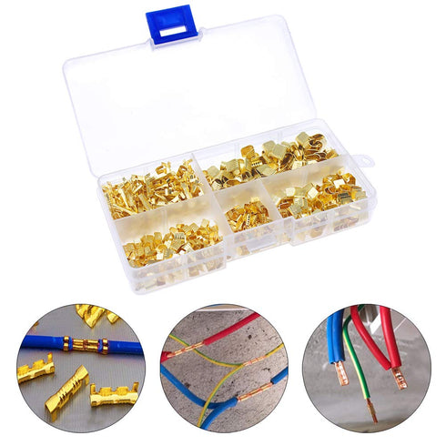 KeeYees 500 Pcs U Shape Copper Ring Terminals Crimp Kit, Non-Insulated Assortment for Electric Connections