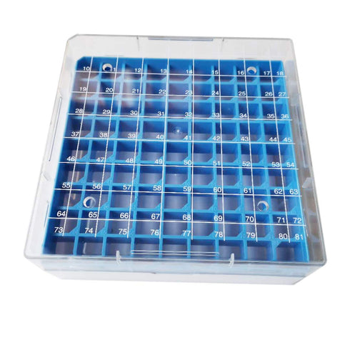 Polycarbonate CryoBox Vial Rack, 81 Place (9 x 9 Array) - Blue/Green/Red/Yellow (Pack of 4)