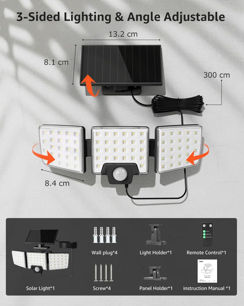 2 1 IP65 2 3 Lepro Solar Security Lights Outdoor Motion Sensor, in Separated and Integrated Remote Control Waterproof