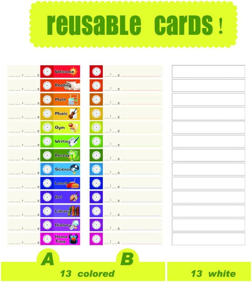 Daily Schedule Pocket Chart with 26 Cards - Class Schedule, 13+1 Pockets, Easy Over-Door Mounting