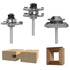 45 Degree Lock Miter Router Bit 1/4 Shank 3-Piece Set: Tongue &