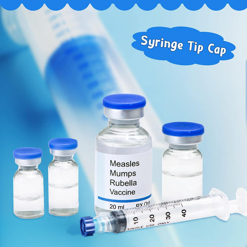 Syringe Tip Caps, No Needle Lock Cap for Feeding Tubes Lab Supplies, Blue (150 Pieces)