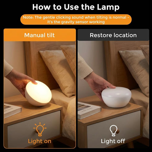 2700K 2200mAh SEENSINY Gravity Sensor Cordless Table Lamp - Warm Light Rechargeable Battery Operated, Portable Mini