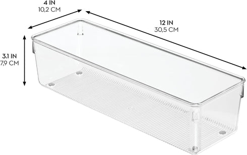 Set 6 iDesign Plastic Drawer Organizer Bins - Storage for Kitchen, Bathroom, and Desk Drawers - of - Clear