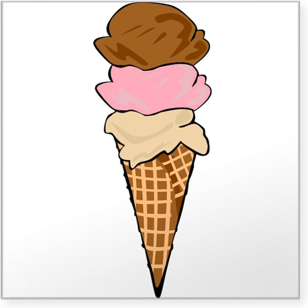 CafePress Three Scoop Ice Cream Cone Sticker Square Bumper Sticker Car Decal
