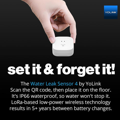 YoLink Water Leak Detector 4 with 105dB Audio Alarm, Freeze Warning, App Push, Email Alerts - Smart Water Sensor Alarm