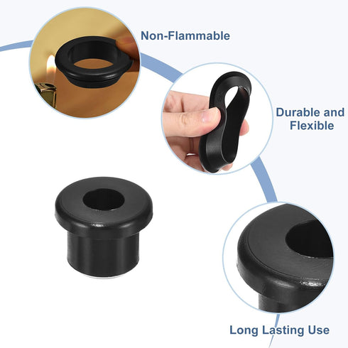 28Pcs Grommets 10mm 6mm Grommet uxcell Rubber Drill Hole, ID Hole Top Hat Black Silicone Rubber Hole Plug Gasket