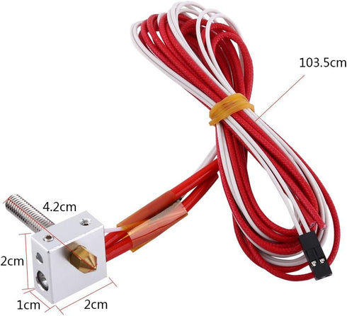 Hilitand Hot End Kit, Assembled Extruder Hot End Set with 0.4mm Nozzle for 3D Printer