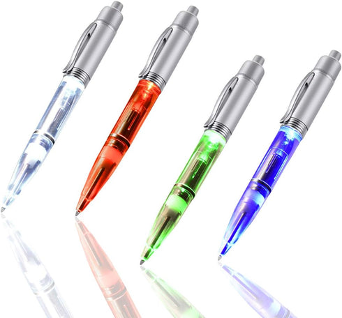 Penyeah Pen Light - LED Light Up Pen for Night Writing, Ballpoint Pen with Replacement Accessories Included (4 PK)