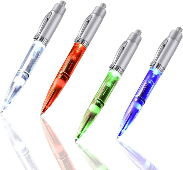 Penyeah Pen Light - LED Light Up Pen for Night Writing, Ballpoint Pen with Replacement Accessories Included (4 PK)