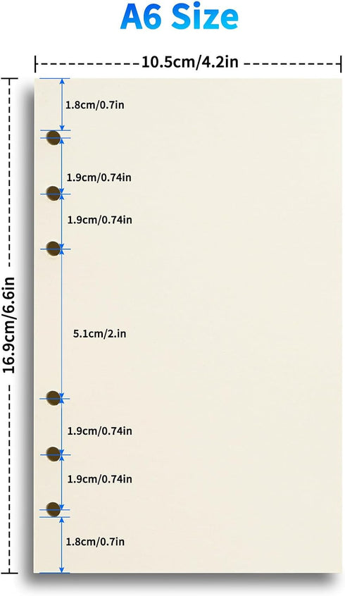 Tofun 2 Packs A6 A6 A6 6-Ring 80 160 Refillable Paper, Blank Refill Paper, Binder Refills for Binders Planner Traveller