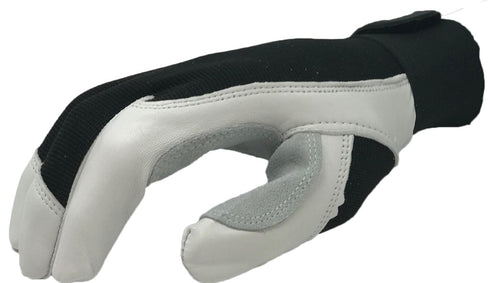 IRONCAT 86550 Heavy-Duty Goatskin Palm Gloves, Large, Reinforced Palm and Thumb, Spandex Back, White