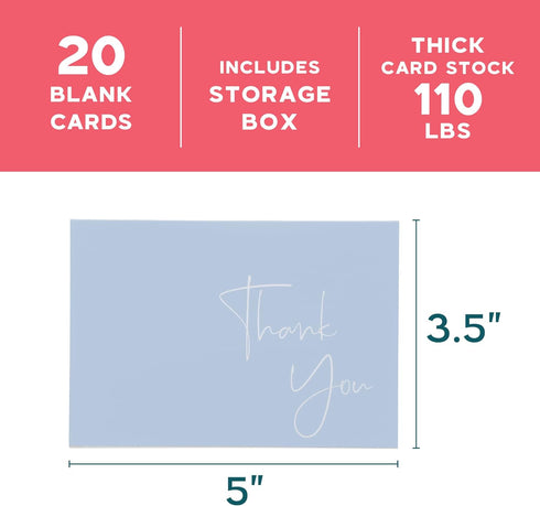 50 Pack 3.5x5 Inch Set VNS Creations Thank You Cards With Envelopes, Stickers, Blank Thank You Notes - Bulk Box Notes