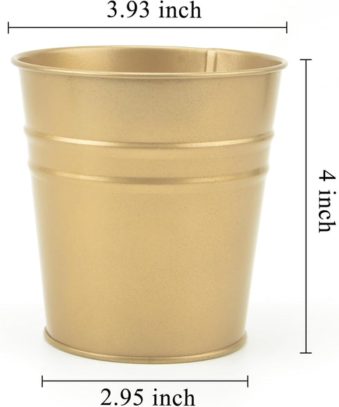 Pen Holder Cup For Desk Pencil Holder Metal Marker Pen Organizer Storage Small Tinplate Flower Pot Succulent Bucket Planters for Office Home - 2 Pack (Gold) by MATIMASU