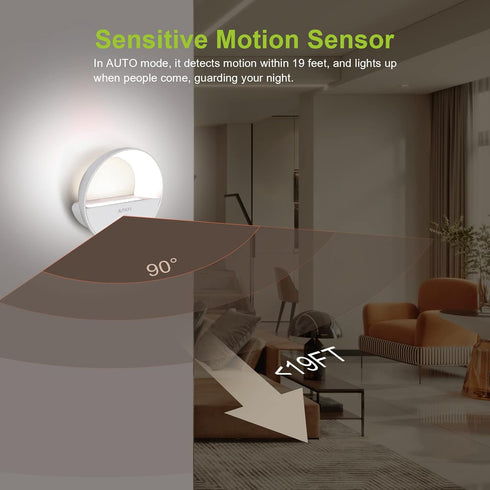 Bathroom(6 Pack) AURAXY Rechargeable Motion Sensor Night Light, Battery Night Lights LED Cool White Magnetic Stick-on