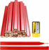 Set 20 2 Bexter Carpenter Pencil with Sharpeners Red Flat Woodworking Marking Tools + Sharpeners for Construction