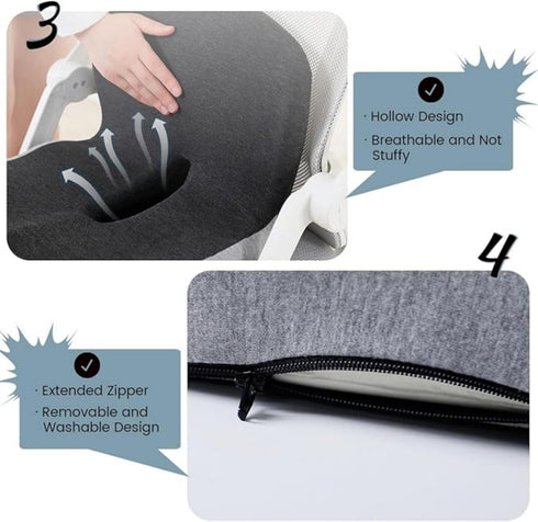 ELLNS Memory Foam Seat Cushion with Lumbar Support,Seat Cushion,Ergonomic, Breathable Mesh&Removable CoverWaist and Hip