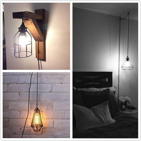 AVCITY Dimmer 15 Set Bulb E26 E27 Pendant Light Kit with Switch Feet Hanging Lamp Cord Plug in Edison Light Socket Rope